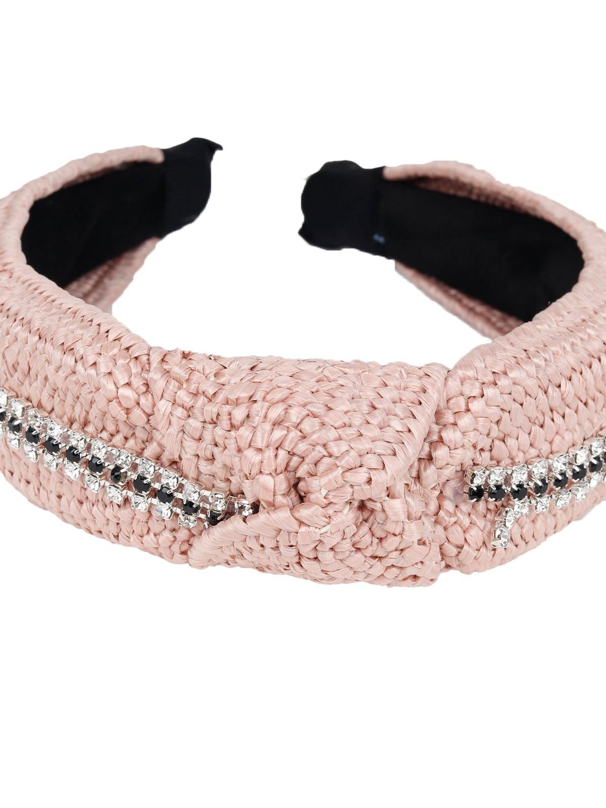 Baby Pink Coloured Basket Studded Hairband - Odette