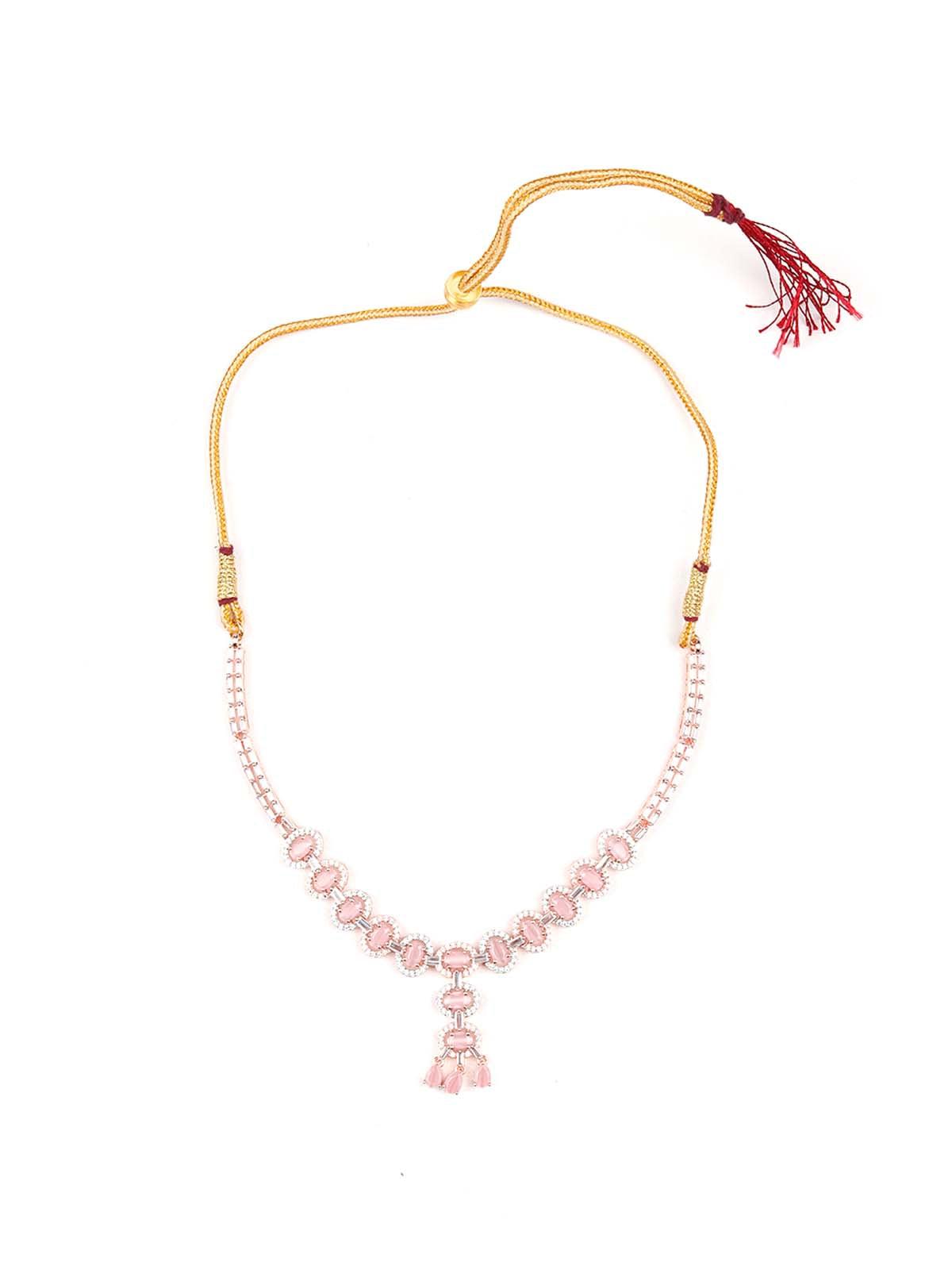 Baby pink elegant and royal statement necklace set - Odette