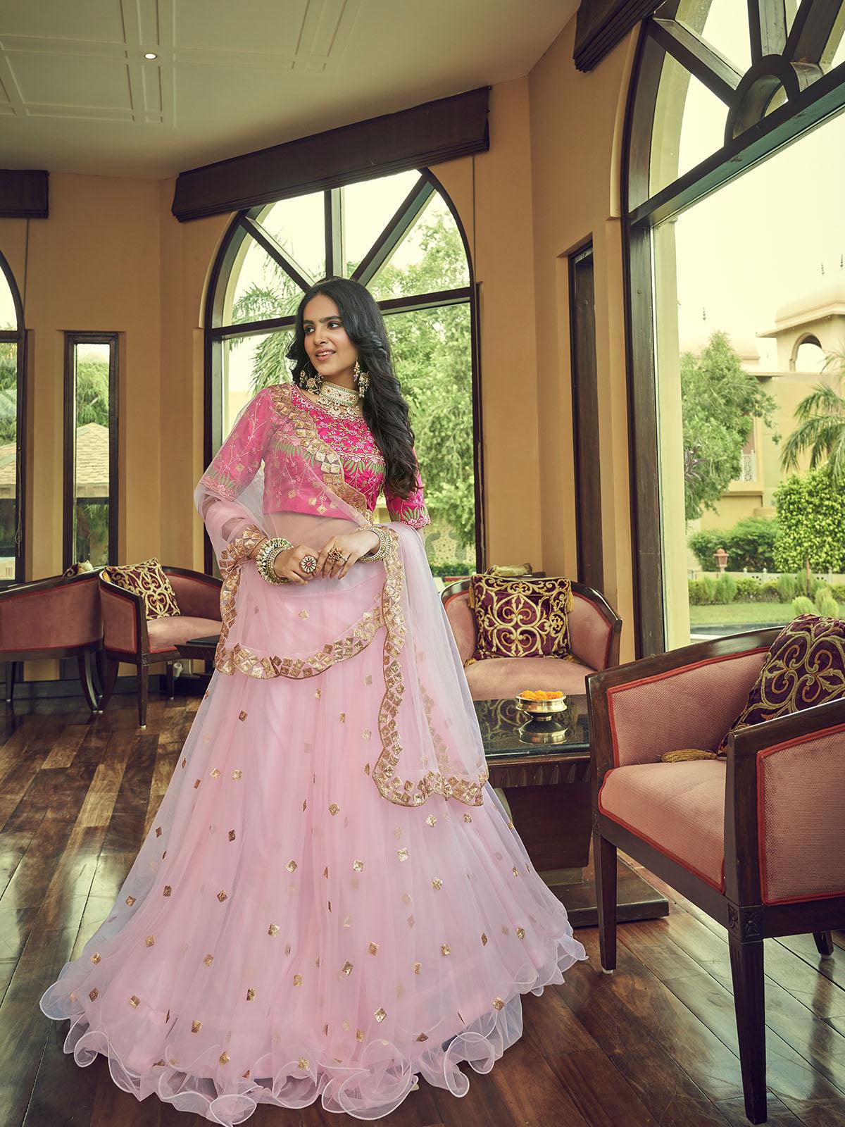 Latest pink color designer lehenga choli at affordable price – Joshindia
