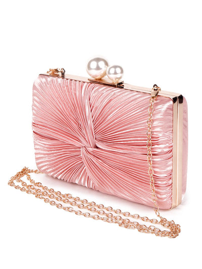 Baby pink pleated sling bag for women - Odette