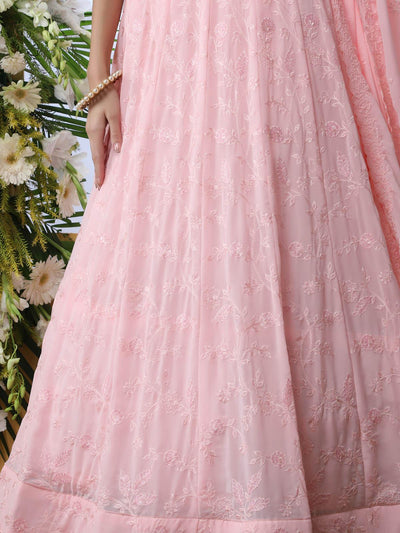 Baby Pink Sequins Georgette Lehenga Set - Odette