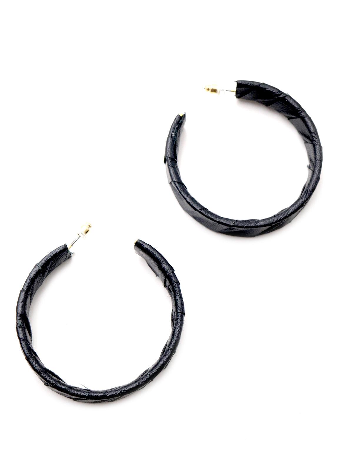 14K Black Plated Gold Black Diamond Hoop Earrings 1.93ct 004986