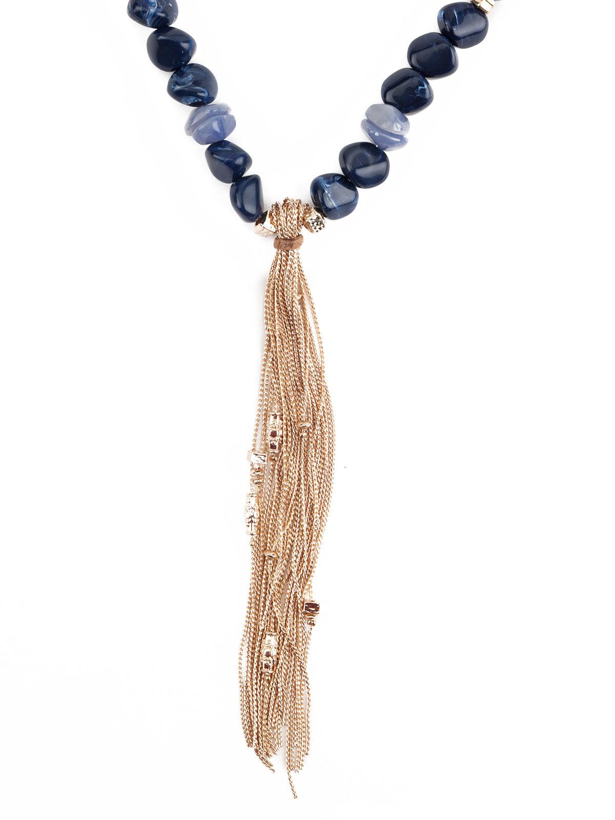 Beaded Navy Blue Necklace - Odette