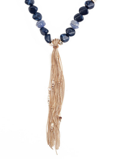 Beaded Navy Blue Necklace - Odette