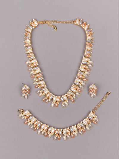 Beaded pastel coloured necklace set - Odette