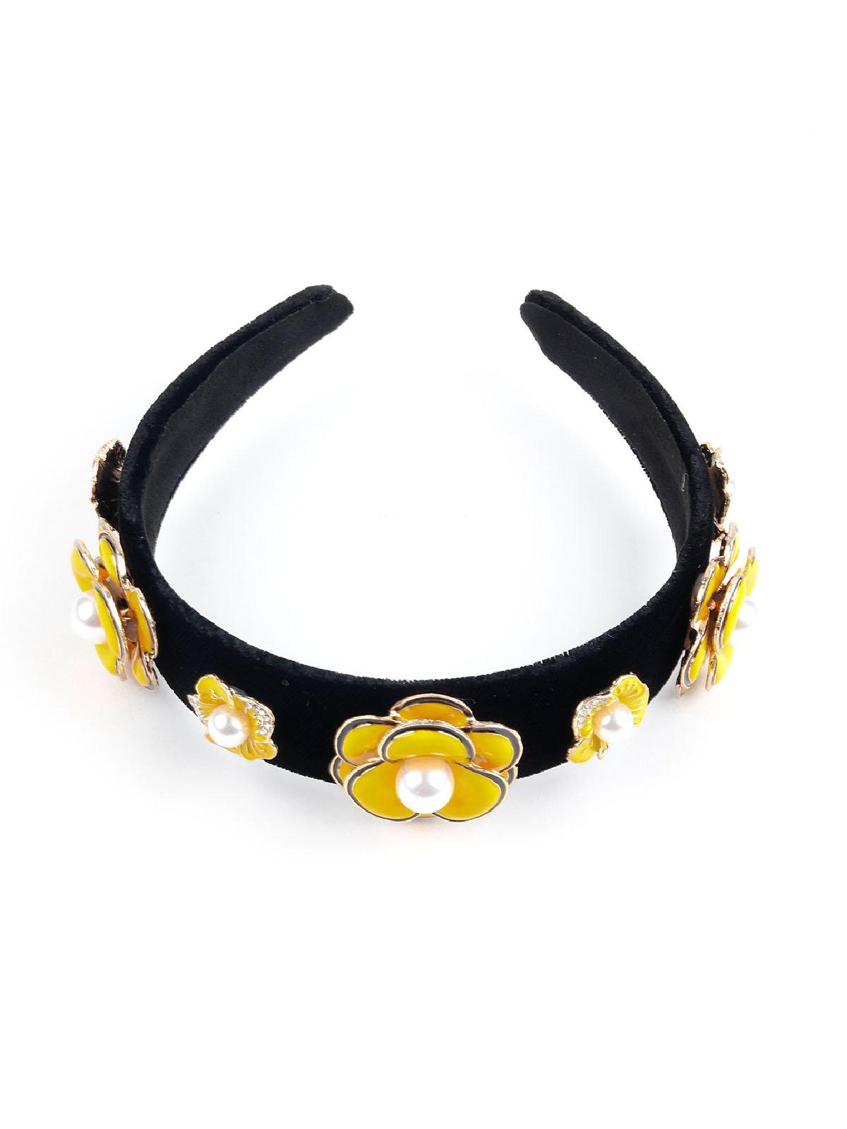 Beautiful Black Band With Floral Yellow Band - Odette