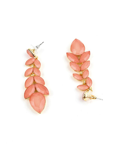 Beautiful Coral Pink Crystal Drop Earrings - Odette