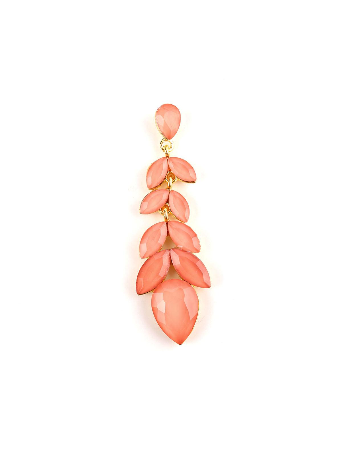 Beautiful Coral Pink Crystal Drop Earrings - Odette