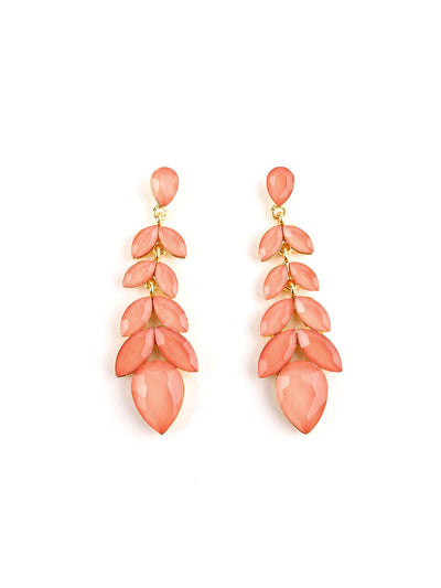 Beautiful Coral Pink Crystal Drop Earrings - Odette