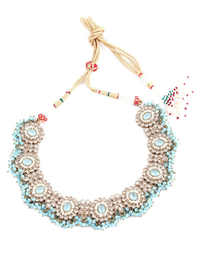 Beautiful Gold and Blue Kundan Necklace - Odette