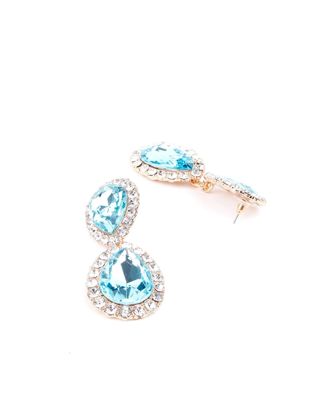 Beautiful sky blue statement drop earrings - Odette