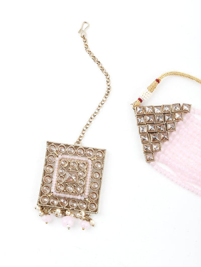 Bedazzling Baby Pink Choker Necklace Set - Odette