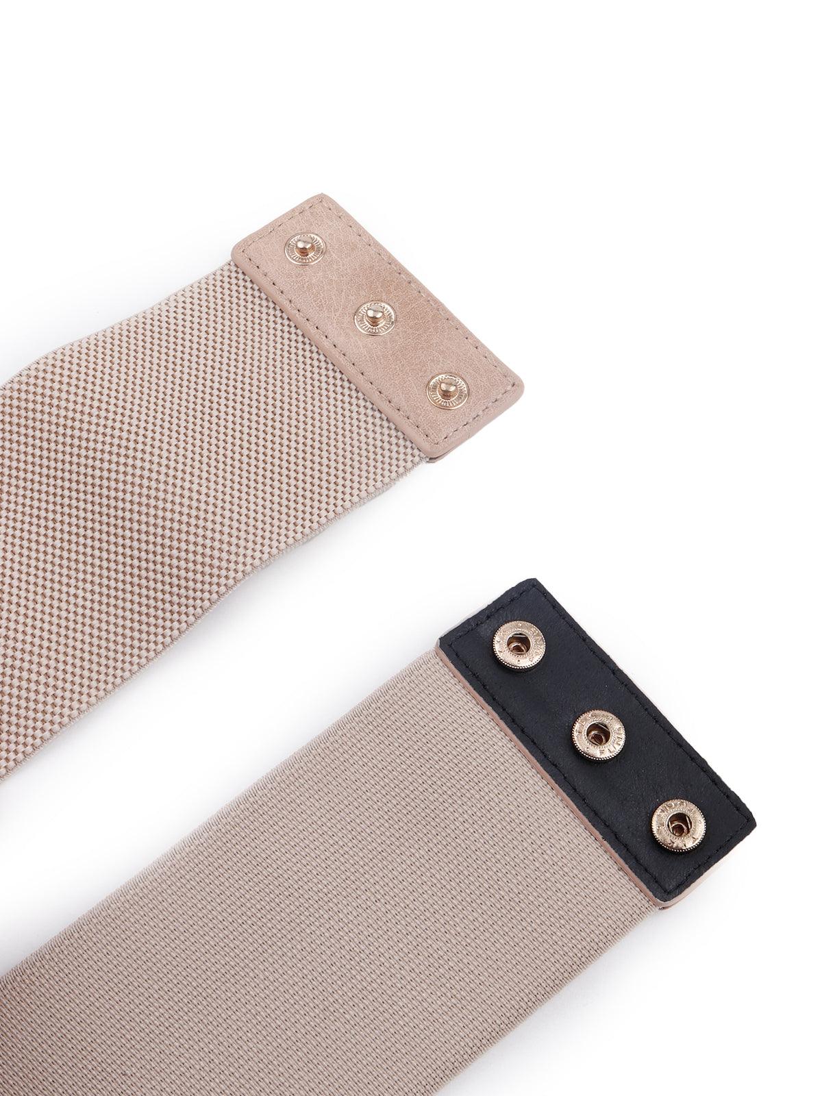 Beige colour buckle belt for women - Odette