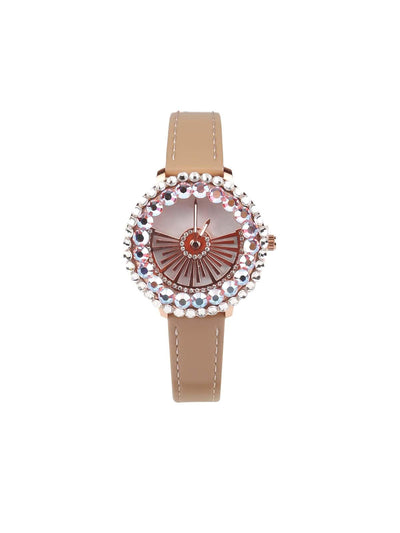 Beige colour designer wristwatch for women - Odette