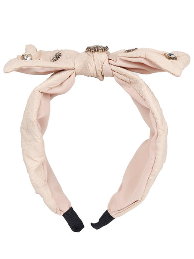 Beige Coloured Bow Wrapped Hairband - Odette