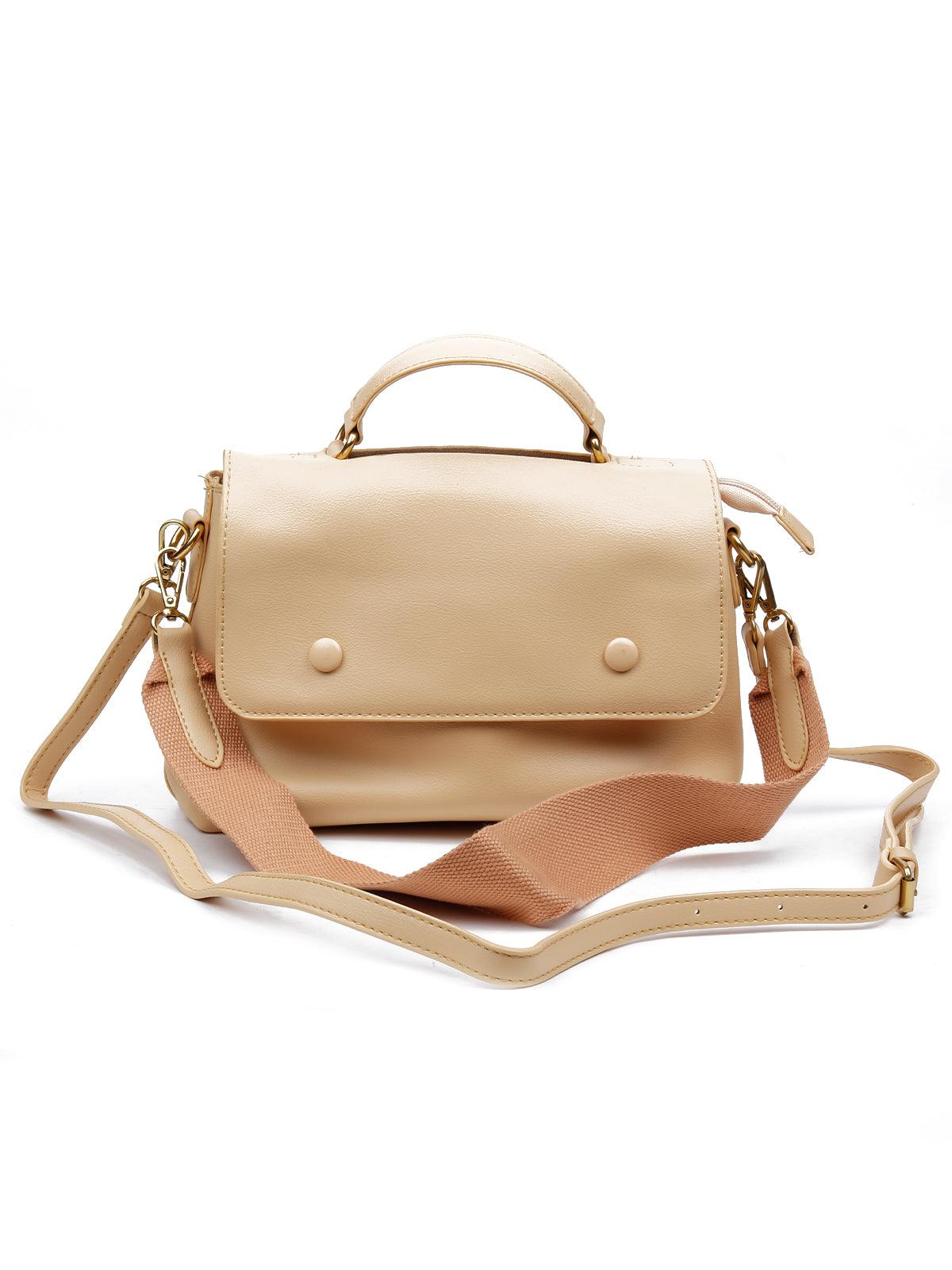 Beige creamy satchel bag for women - Odette