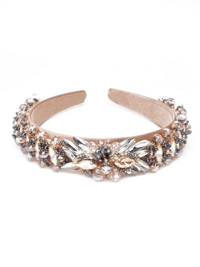 Beige crystal-embellished tiara-style hairband - Odette