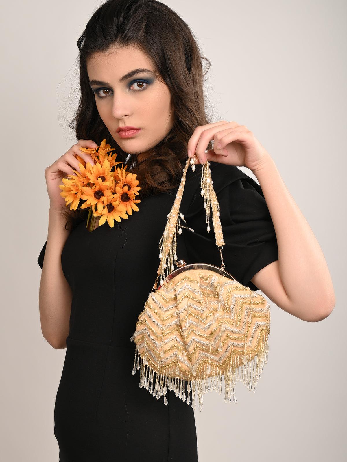 Beige Embellished Tassel Batuwa - Odette