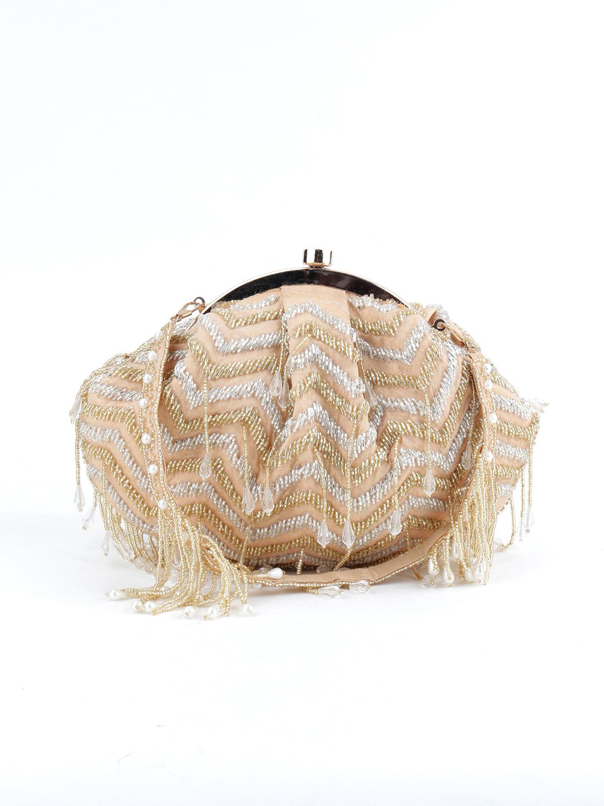 Beige Embellished Tassel Batuwa - Odette