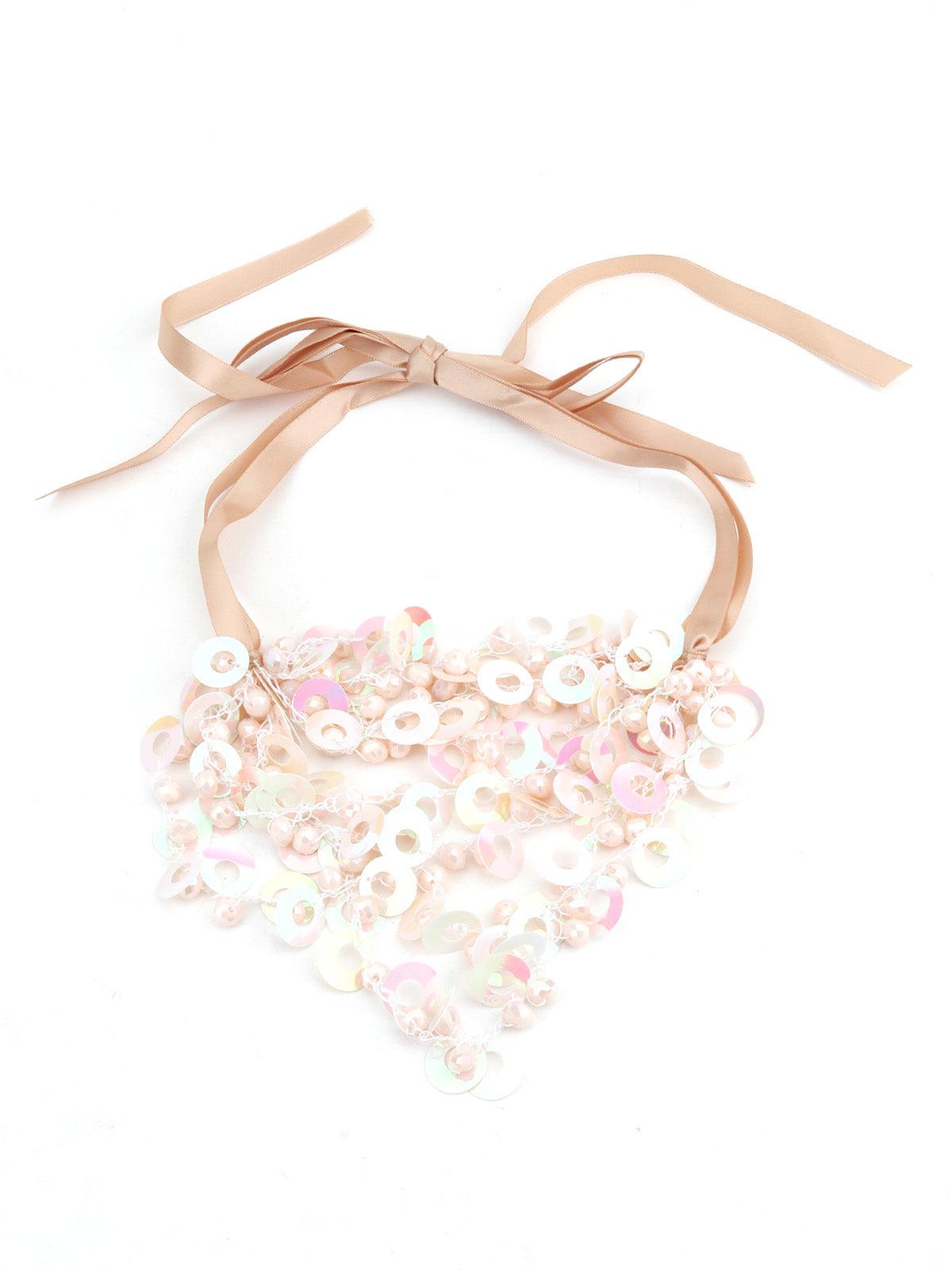 Beige Sequin Trendy Layering Necklace - Odette