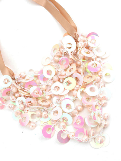 Beige Sequin Trendy Layering Necklace - Odette