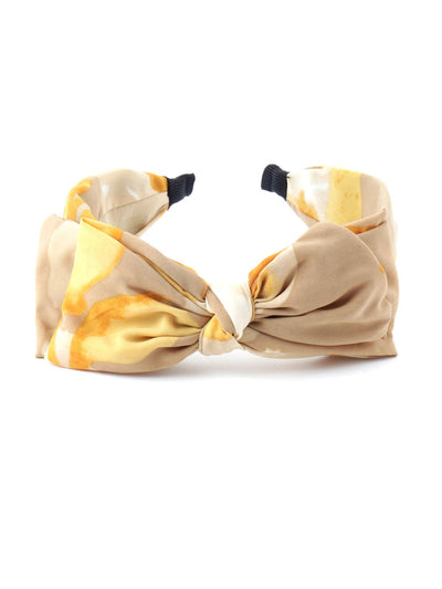 Beige - Yellow Printed Sober Hairband - Odette