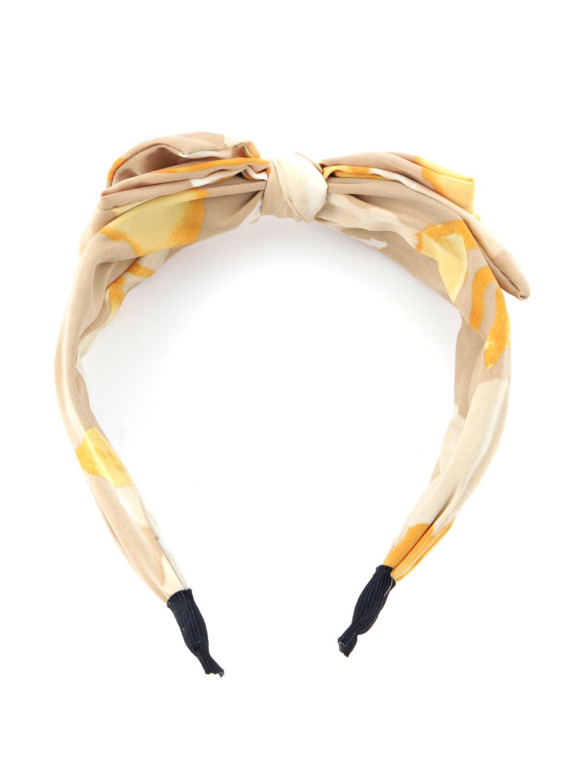 Beige - Yellow Printed Sober Hairband - Odette