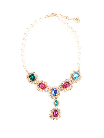 Belleza Multicoloured Rhinestone Elegant Neckpiece - Odette