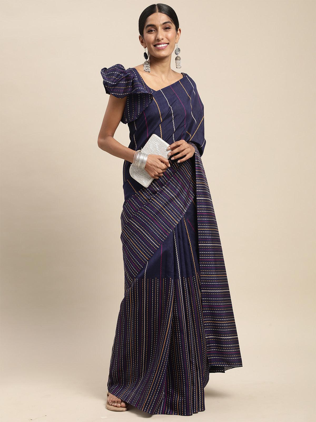 Bhagalpuri Silk Purple Printed Saree With Blouse Piece - Odette