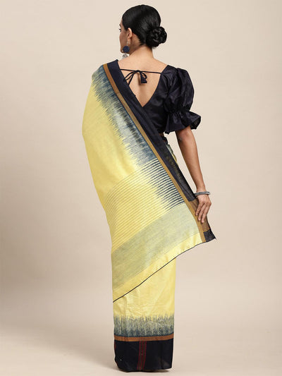 Bhagalpuri Silk Yellow Printed Saree With Blouse Piece - Odette