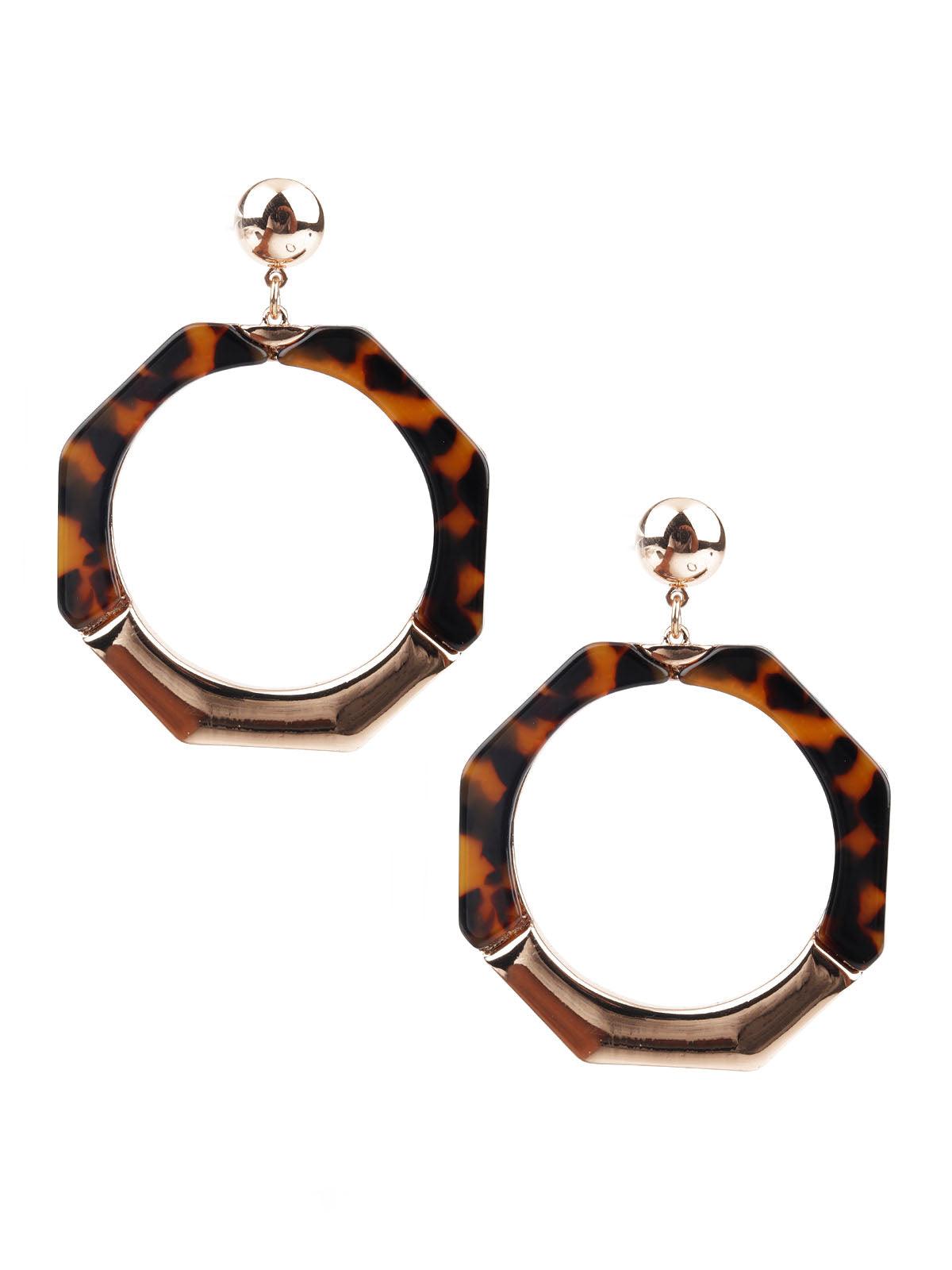 BIG BROWN AND GOLD HOOP EARRINGS - Odette