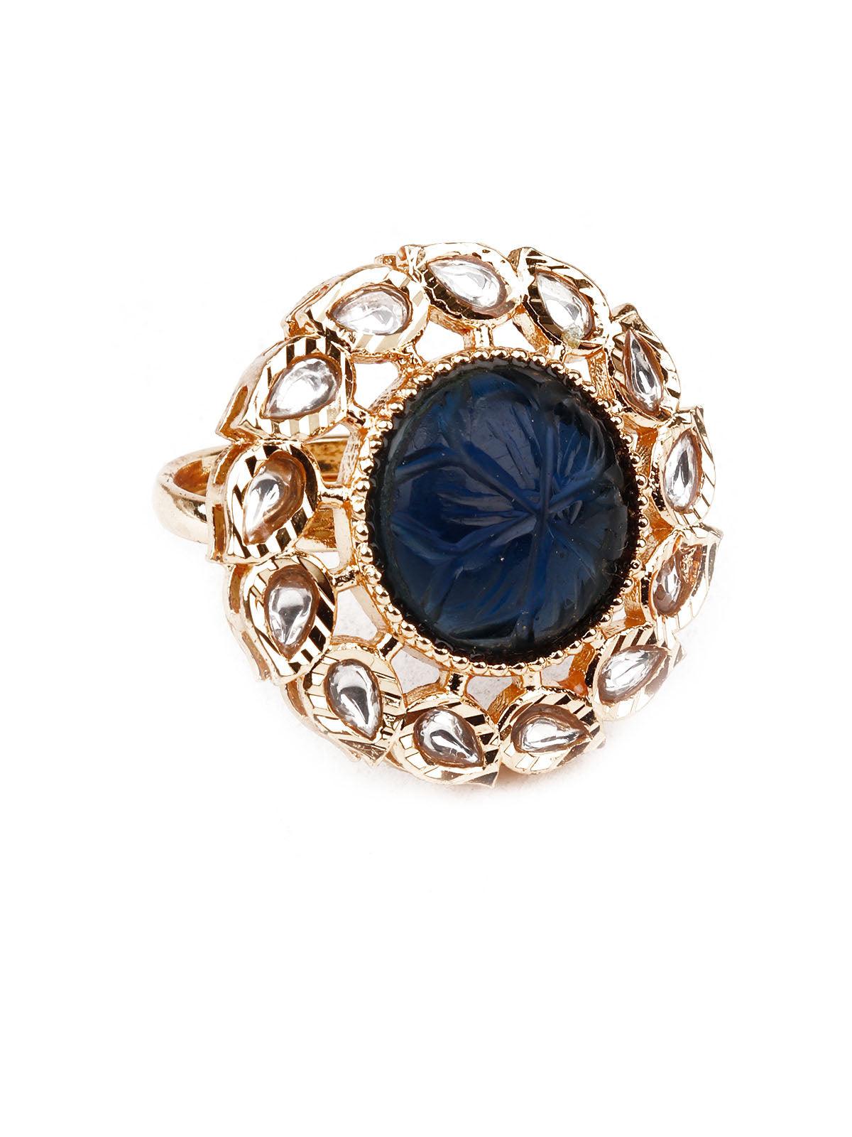 BLACK AND GOLD STYLISH RING - Odette