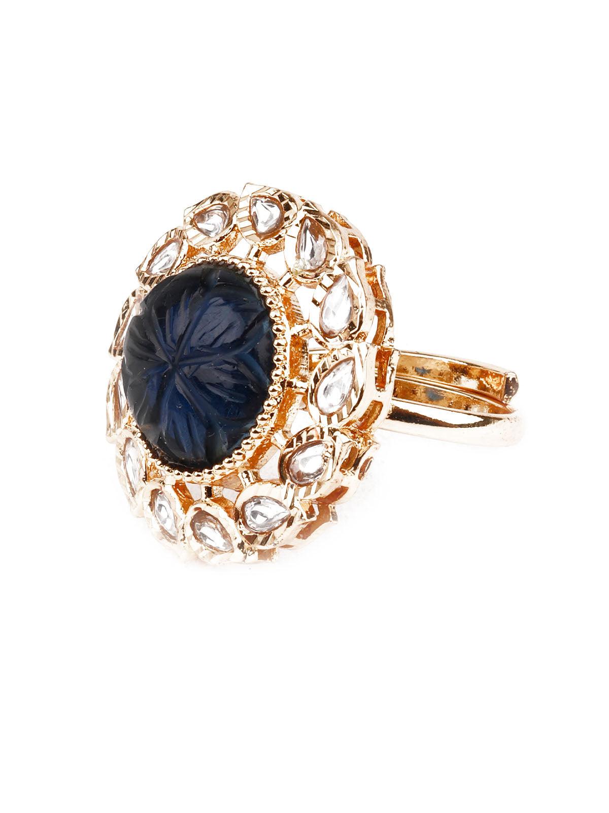 BLACK AND GOLD STYLISH RING - Odette