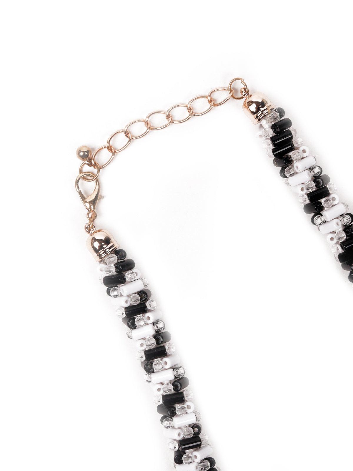 Black And White Beaded Necklace - Odette