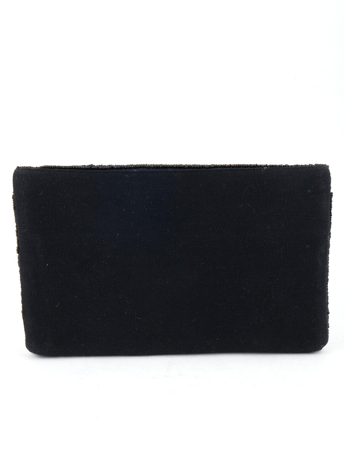 Black And White Beads Envelope Clutch - Odette