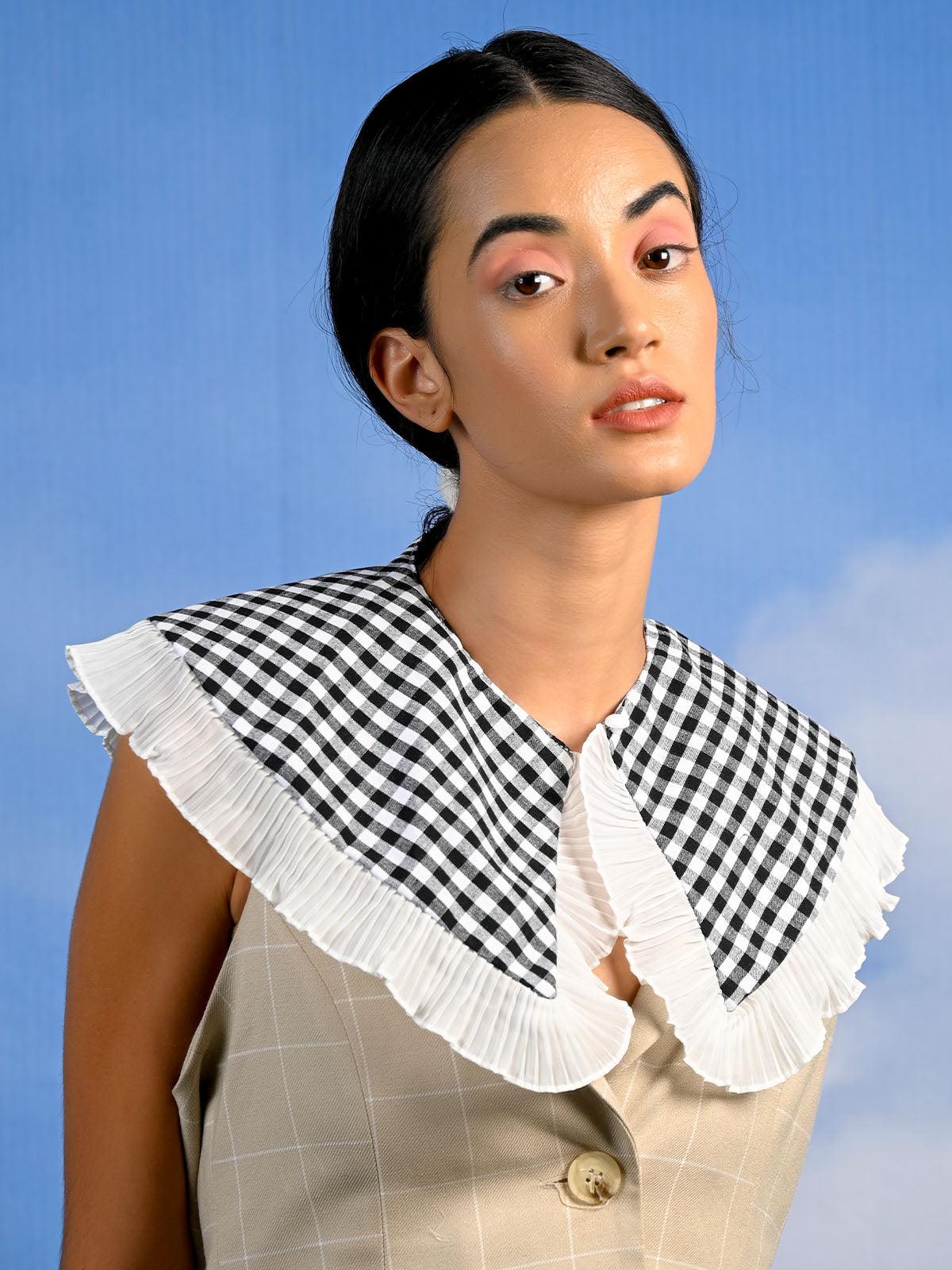 Black and white checkered detachable collar - Odette