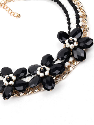 Black and white floral choker necklace - Odette