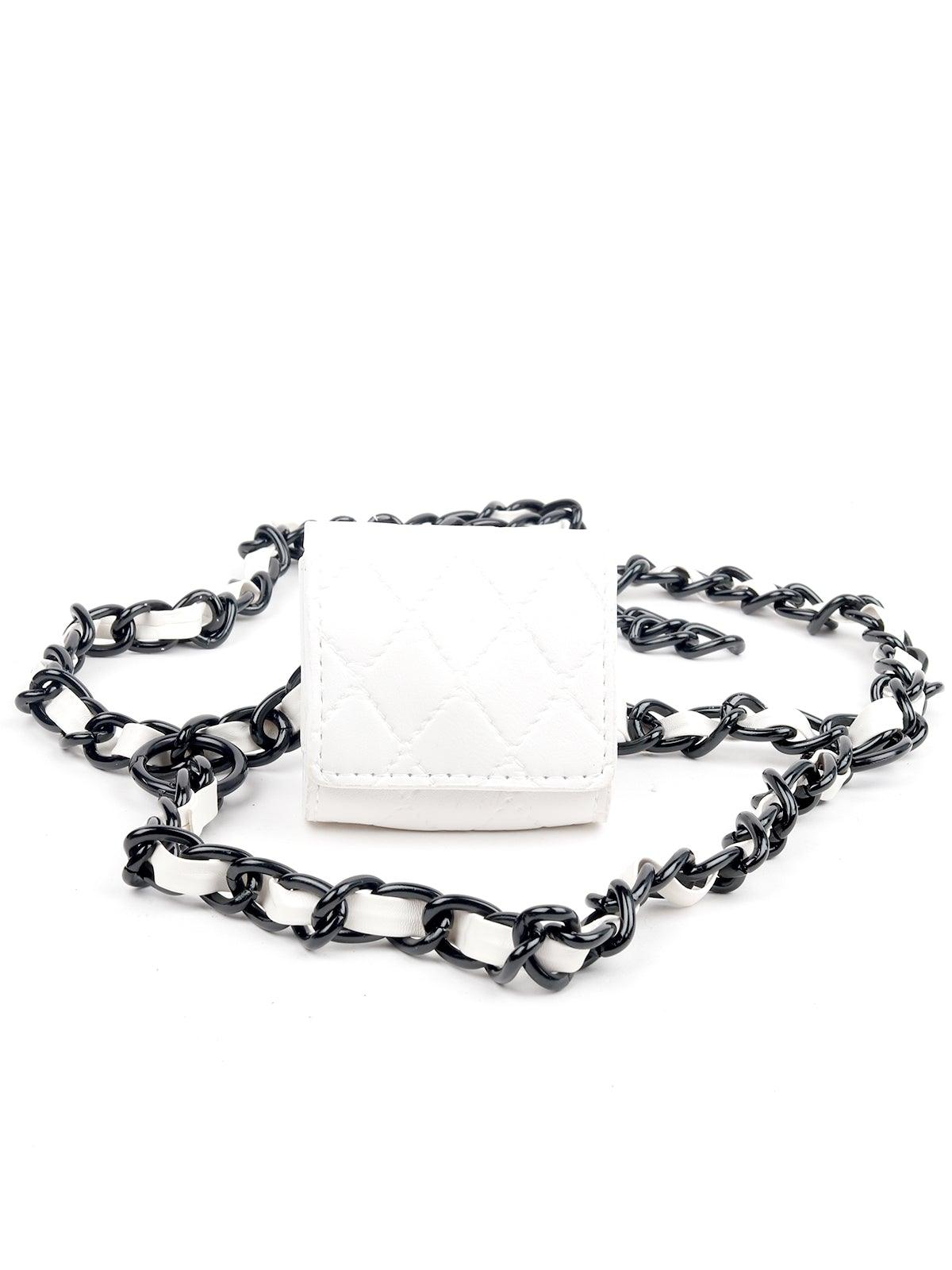 Black and white mini chained belt bag - Odette