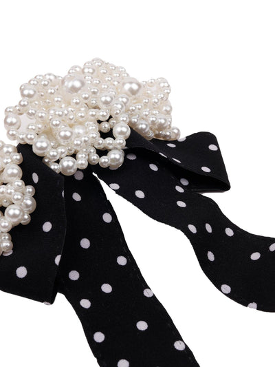 Black and white polka dotted hair clip - Odette