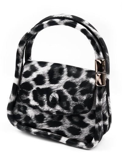 Black animal print handle sling bag - Odette