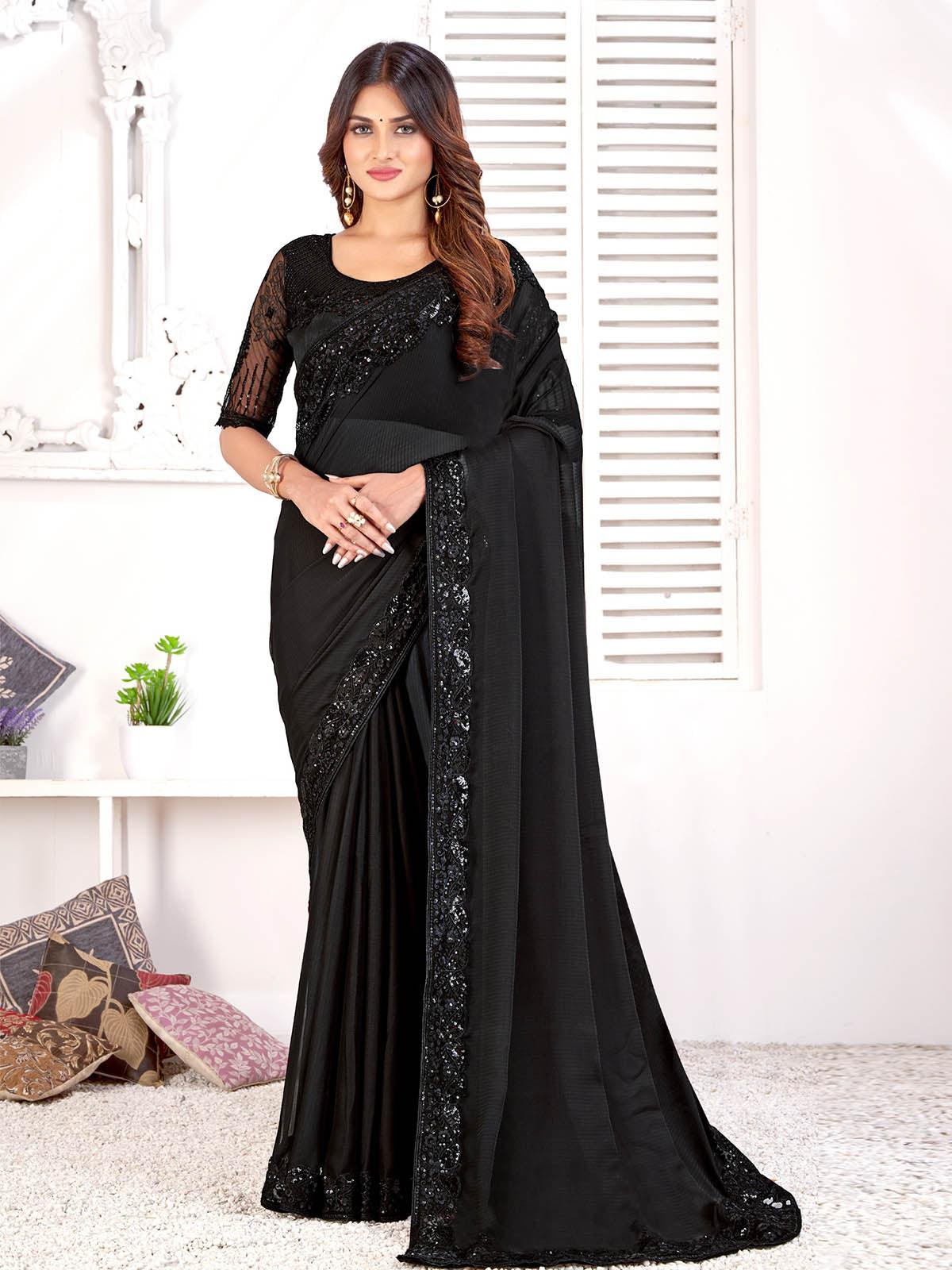 Black Banglori Silk Designer Saree - Odette