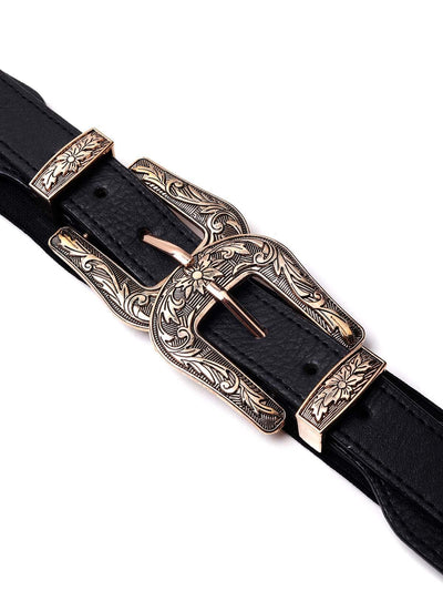 Black belt embellished with buckle on it - Odette
