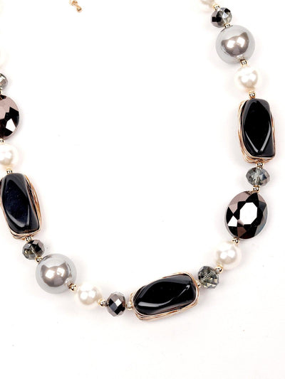 Black Coloured Boho Textured Necklace - Odette