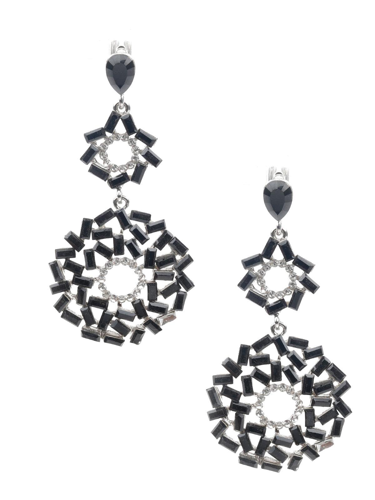 Septagon Door Knocker Black Enamel Vermeil Drop Earrings - Bijoux Num