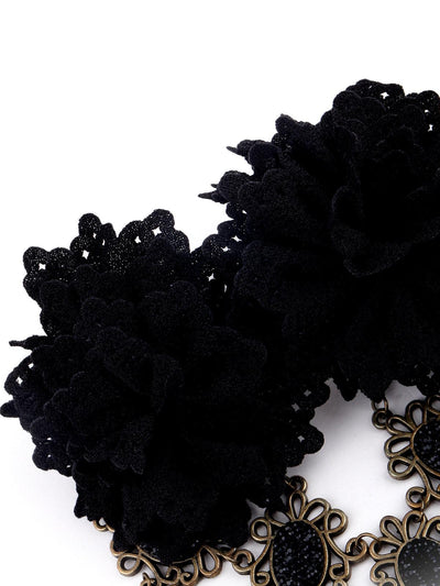 Black double lace rose Brooch for women - Odette