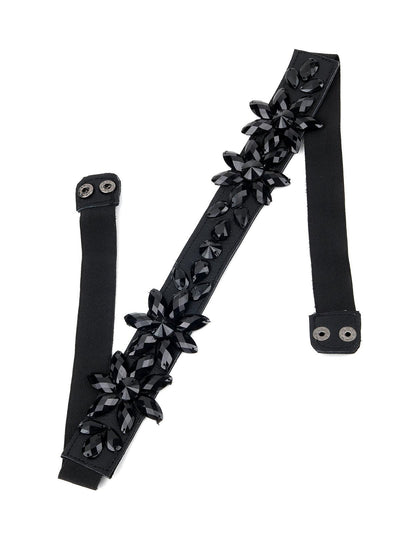 Black elasticated belt with black stones! - Odette