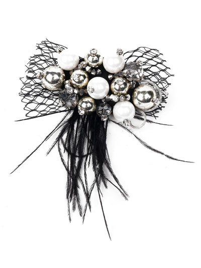 Black embellished brooch - Odette