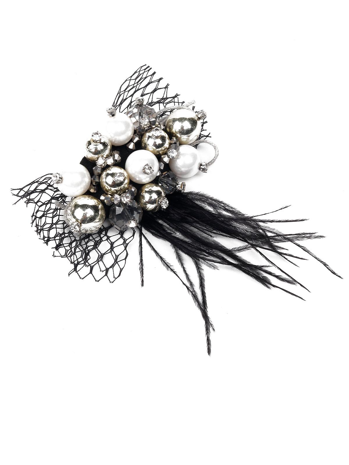 Black embellished brooch - Odette