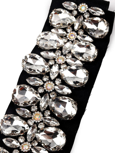 Black embellished diamanté waist belt - Odette