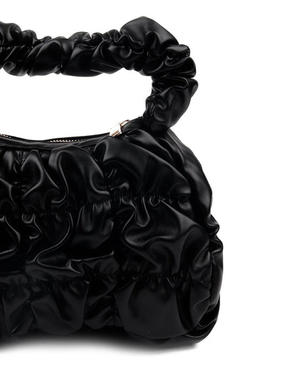 Black glossy ruched shoulder bag - Odette